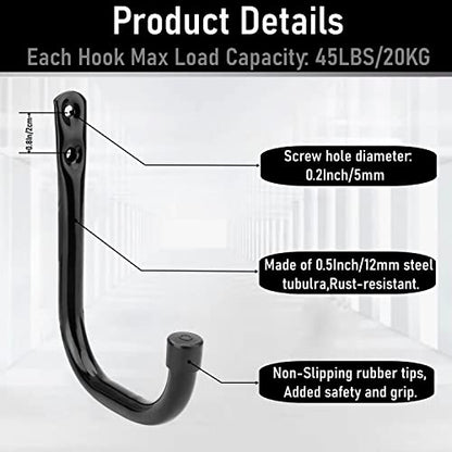 20 Pcs Heavy Duty Garage Storage Utility Hooks, 4.1Inch J Hangers Wall Hooks for Hanging Bikes, Ladders, Cord, Hose, Garden Tools - size: 4.1inch(20Pcs)