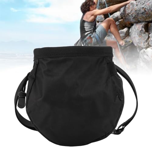 ciciglow Oxford Cloth Chalk Bag for Rock Climbing & Weightlifting, Large Fleece Lined Chalk Storage Pouch with Adjustable Drawstring for Gym Bouldering Gymnastics, Black