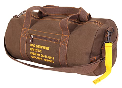 Rothco Canvas Equipment Bag, Heavyweight Cotton Carryall | Vintage-Inspired Duffle, Zippered Compartments, Adjustable Shoulder Strap, Ideal for Storage, Gym & Travel - color: Earth Brown, size: 19 Inches