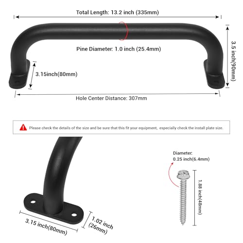 13'' Black Playground Handles Safety Grab Bar Indoor & Outdoor 2pcs | Heavy Duty Solid Metal, Non-Slip Matte Powder Coated, Comfy Secure Handle Bar, Playset Playhouse Climbing Frame Jungle Gym - color: Black - A