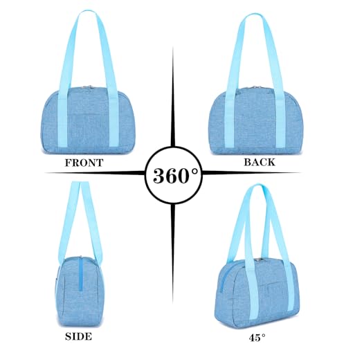 Mini Gym Bag for Women Girls, 12 inch Small Gym Tote, Lightweight Small Carry On Duffle Bag for Travel Sports - color: Light Blue