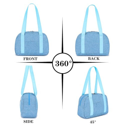 Mini Gym Bag for Women Girls, 12 inch Small Gym Tote, Lightweight Small Carry On Duffle Bag for Travel Sports - color: Light Blue