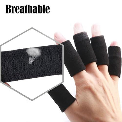 10pcs/Set Basketball Elastic Finger Protector Gloves Sleeve Support, Cycling Finger Sleeve Brace Protection Gloves - color: black