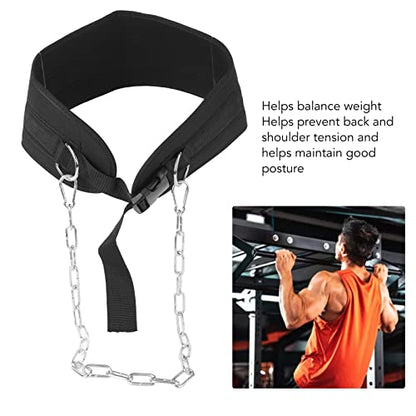 Dip Belt for Weighting, Heavy Duty Dip Belt with Chain and, Fabric for Dips Pull Ups and Strength ing, Black Exercise for Men and Women