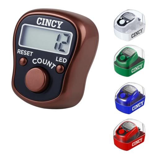 CINCY Clicker Counter with LED for Day & Night Use - Instant Reset, Accurate & Quiet, Long Battery Life - for People, Laps, Pitch, Golf, Baseball, Fish Counting, for Prayer, Everyday Prayer – 1 Pack - color: Brown
