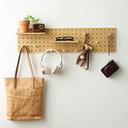 Wooden Pegboard Modular Display Organization Storage Wall Hooks Shelf(Color:Oak) - color: Oak colored finish-B-2