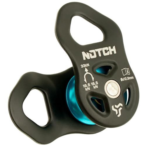 Notch Thirty-Three Micro Pulley with Massive MBS: 7,418 lb. (33kN) (100053) | Mid-line attachable with swinging side plates, Use with Lines up to 1/2” (12.9mm)