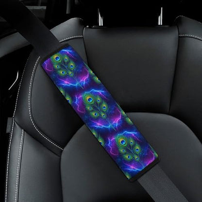 2 Pack Peacock Galaxy Purple Blue Car Seat Straps Shoulder Pads Universal Soft and Comfortable Seat Belt Cushion for Adults and Children, Stroller Pushchair High Chair - color: Pattern 353