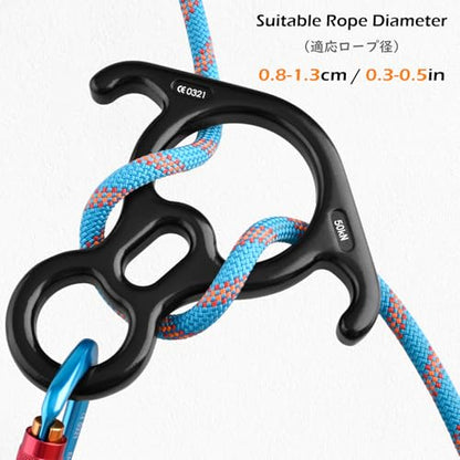 TRIWONDER Rescue Figure 8 Descender, 35kN 50kN Aluminum Rappelling Belay Gear Climbing Rigging Plate Downhill Equipment Heavy Duty - color: 50kN Red