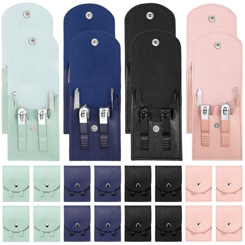 Lasnten 24 Set Valentine Manicure Set Bulk Nail Clippers Grooming Nail Kit Stainless Steel Professional Pedicure Tools Kit with Travel Case for Men Women Valentine's Day Gift(4 in 1,Fresh Colors) - color: Fresh Colors, size: 4 in 1