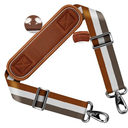 ZINZ Shoulder Strap 58" Ultra-Thick Fixed Padded and Adjustable Buckles Crossbody Strap for Briefcase Laptop Bag Luggage - color: Stripes-brwgy