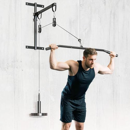 Soozier Weight Cable Pulley System Gym, Pulley System for Home Gym, Cable Machine Power Rack Pulley Attachment for LAT Pull Down, Biceps Curl, Tricep Workout, Red