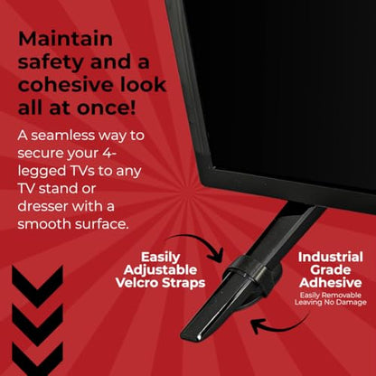 TV Anchor, No-Drill, Anti-Tip, Adhesive TV Safety Straps - Just Peel & Stick to Childproof and Babyproof Your Home 4-Pack - size: TV Anchor