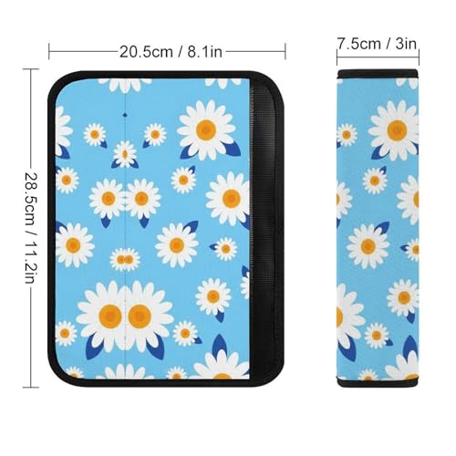 Universal Fit Seat Belt Shoulder Pad for Adult Use, Most Cars, 2 Pack Cute Daisy Flowers Classic Harness Pads Strap Pressure Relief - color: Pattern 524
