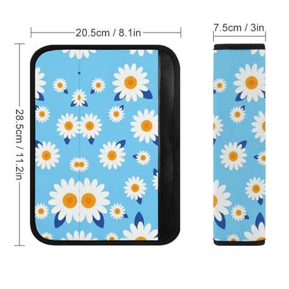 Universal Fit Seat Belt Shoulder Pad for Adult Use, Most Cars, 2 Pack Cute Daisy Flowers Classic Harness Pads Strap Pressure Relief - color: Pattern 524
