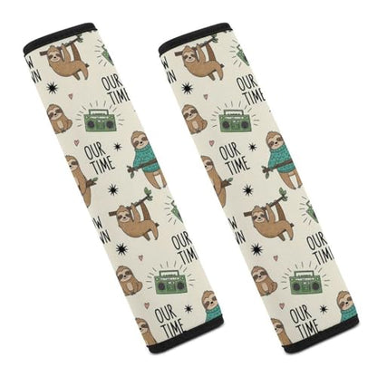 2 Pack Universal Soft and Comfortable Seat Belt Cover for Kids, Car Seats Pushchair Strollers High Chair Pushchair, Cute Sloth Seat Belt Cushion - color: Pattern 385