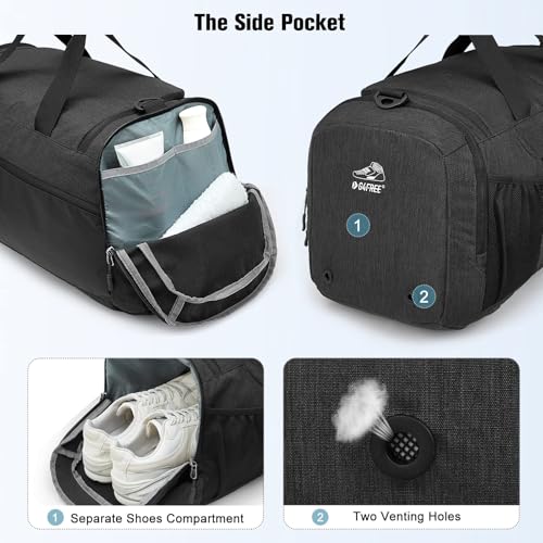 G4Free 45L/60L 3-Way Duffle Backpack Gym Bag with Wet Pocket & Shoes Compartment Sports Travel Weekender Overnight Duffel Bag | with Wet Pocket, Weekender Overnight Duffel Bag, Dark Grey - color: Dark Grey, size: 45L