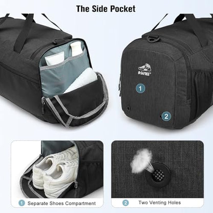 G4Free 45L/60L 3-Way Duffle Backpack Gym Bag with Wet Pocket & Shoes Compartment Sports Travel Weekender Overnight Duffel Bag | with Wet Pocket, Weekender Overnight Duffel Bag, Dark Grey - color: Dark Grey, size: 45L