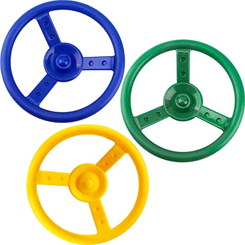 3 Pack Playground Steering Wheel Swingset Playset Wheel Toys Plastic Steering Wheel for Kids Outdoor Backyard Playhouse Treehouse (Color Set 1) - color: Color Set 1