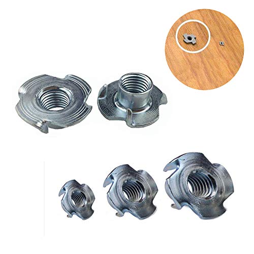T-Nut 1/4"-20,5/16"-18, 3/8"-16, (100 Pack) 4 Pronged Tee Nut Assortment Kit,for Rock Climbing Holds, Wood, Cabinetry, etc.
