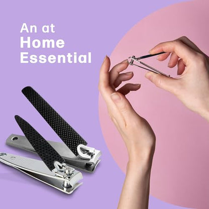Nail Clippers Set, Stainless Steel Fingernail Clippers & Toenail Clippers, Soft Touch Grip, 2 Piece Set.