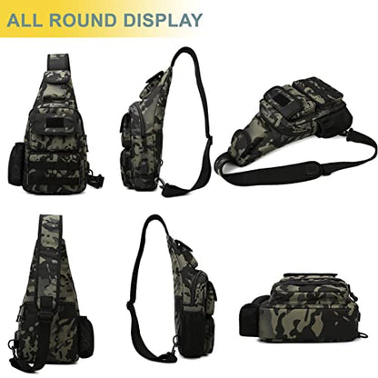 Tactical Shoulder Bag - 1000D Molle Military Backpack Outdoor Daypack Chest Pack (Tan) - color: Tan