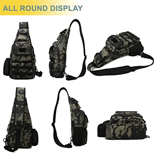 Tactical Shoulder Bag - 1000D Molle Military Backpack Outdoor Daypack Chest Pack (Blue) - color: Blue