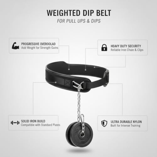 Strength Athletes Weighted Dip Belt with Iron Chain for Pull Ups and Dips, Heavy Duty Training Gear