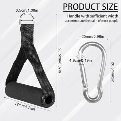 BLMHTWO 4PCS Resistance Band Handles, Heavy Duty Gym Handles Rope Exercise Handle with 4 Carabiners, Workout Handle for Cable Machine Attachment (Black)