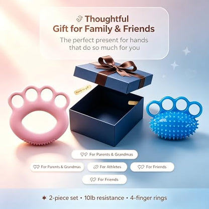 Hand Exercise Ball Set of 2, Finger Therapy Balls for Grip Strengthening, Stress Relief Squeeze Balls for Adults, 4-Ring Design Hand Strengthener for Flexibility and Muscle Recovery, 10lb Resistance