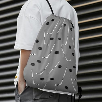 Water Resistant Drawstring Backpack Lightweight Sackpack for Yoga Gym Beach Travel, Men Women Unisex Sports Bag, Grey Hockey Bags - color: Picture (29)