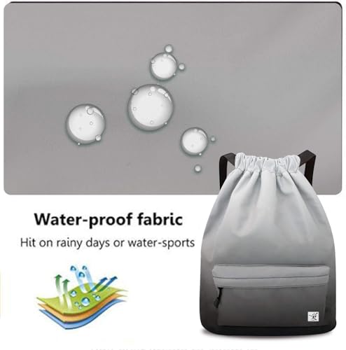 Waterproof Drawstring Bag, Gym Bag Sackpack Sports Beach Backpack for Men Women - color: 10-gradual Grey