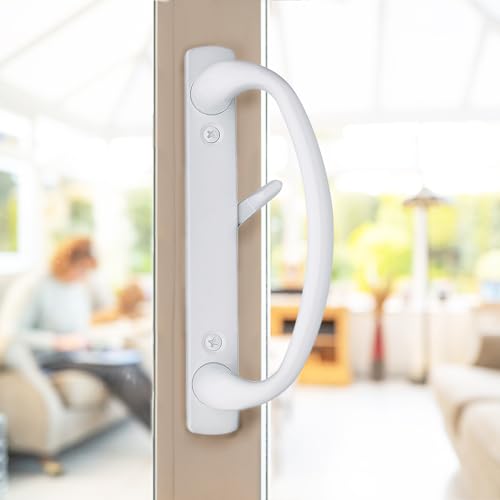Rockwell Security Charlotte Offset Key Locking Sliding Door Handle with 3/4 Inch Keylock White Fits 1-3/4 Inch Thick Door with 4 Screw Holes - color: White