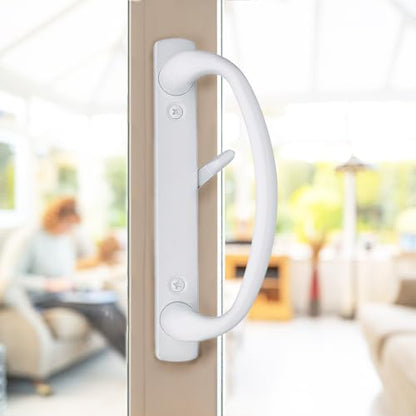 Rockwell Security Charlotte Offset Key Locking Sliding Door Handle with 3/4 Inch Keylock White Fits 1-3/4 Inch Thick Door with 4 Screw Holes - color: White