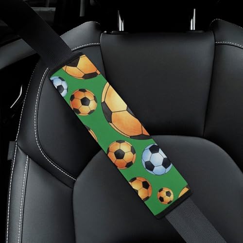 Universal Soft and Comfortable Seat Belt Shoulder Pad for Adult Use, Most Cars, 1 Pair Watercolor Print Green Field Soccer Harness Pads Strap Anti-Slip Pad - color: Pattern 277