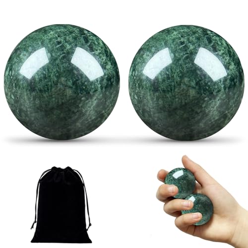 Hand Therapy Balls for Stress Relief,Baoding Balls for Women & Men,Marble Chinese Massage Ball Set for Hand Exercise,Arthritis,Brain Stress Relief,2 Pack with Storage Bag (1.57inch Dark Green) - color: Dark Green, size: Medium-1.57"
