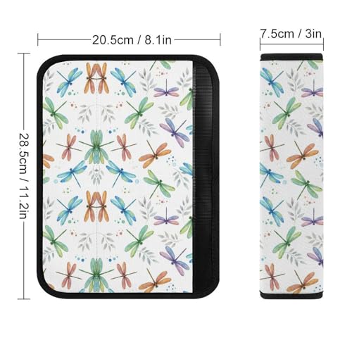 2 Pack Magical Dragonfly Floral White Seat Belt Shoulder Pad Breathable Shoulder Harness Cover for Child, All Vehicles, Neck and Shoulder Support - color: Pattern 419