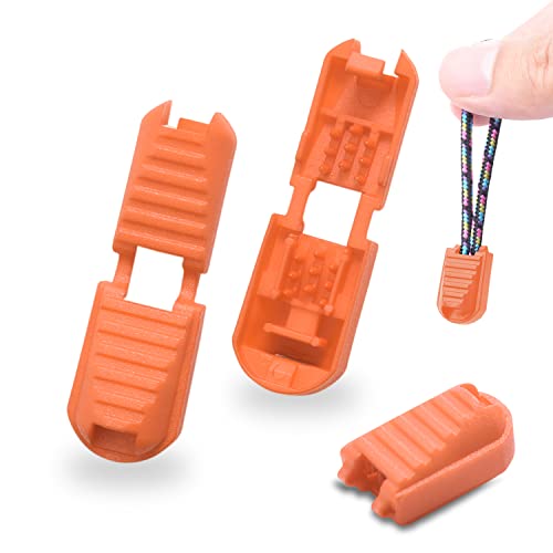12 Pack Zipper Pull Tabs Cord Ends Tips Shoe Lace End Clips Cord Lock for Paracord Molle Backpack Quick No Tie Shoelace Triathlon Marathon Running Shoe - color: Orange x 12