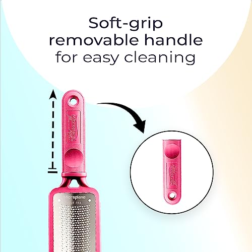Microplane Colossal Foot File Scraper - The Original Stainless Steel Foot Rasp, Dead Skin/Callus Remover for Feet, Gentle Foot Scrubber, Pedicure Tools for Salon-Quality Foot Care, Pink - style: Pink