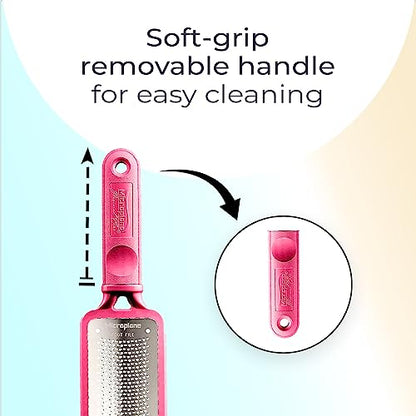 Microplane Colossal Foot File Scraper - The Original Stainless Steel Foot Rasp, Dead Skin/Callus Remover for Feet, Gentle Foot Scrubber, Pedicure Tools for Salon-Quality Foot Care, Pink - style: Pink