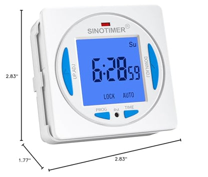 Ultra LCD Display 7 Days Programmable Digital Timer Switch Second Interval with 4 Connecting Wires (Blue Backlights), Panel Mounted with Enclosure. - size: Input 85-265VAC