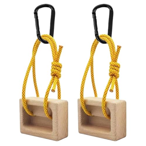 Fingerboard Rock Climbing, Portable Grip Enhancer for Athletes with Adjustable Rope, Natural Timber with Multiple Hold Depths, Hand Exerciser Doorway Playground Equipment for Bouldering Pair