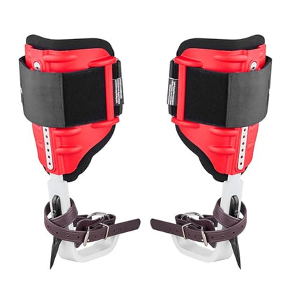 VEVOR Tree Climbing Spikes Set, 1 Pair Height-Adjustable Climbing Spurs with Security Harness and Utility Rope, 350lbs Load Capacity Tree Climbing Gear, Arborist Equipment for Climbers, Fruit Picking - color: Red