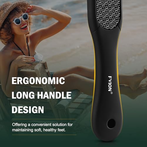 FVION Double-Sided Nano Glass Foot File for Callus Remover - Highly Effective Hard and Dead Skin Remover for Cracked Heels and Dry Skin (Black) - color: Black