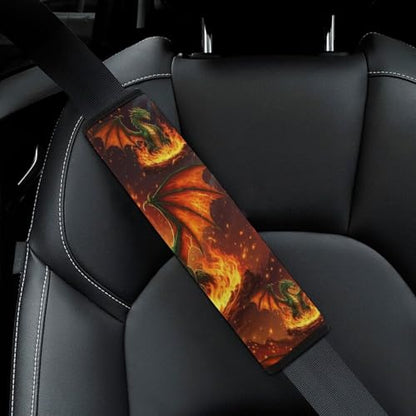 Soft Padded Seat Belt Shoulder Pad for Elderly Support, Stroller Pushchair High Chair, 2 Pack Mythical Fire Green Dragon Shoulder Harness Cover Neck and Shoulder Support - color: Pattern 853