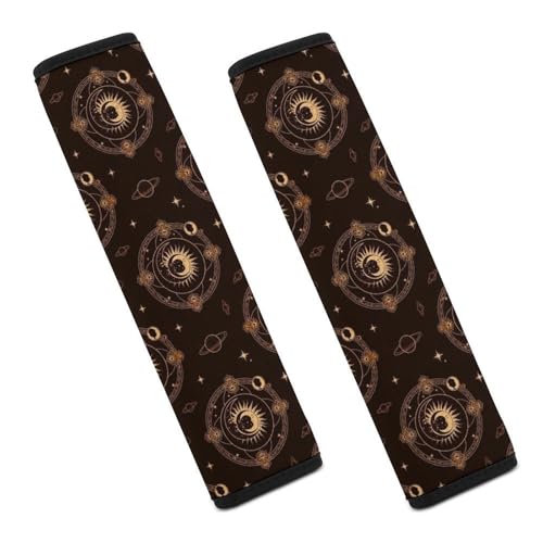 Universal Fit Sun Moon Altar Witch Witchcraft Tarot Card Spiritual Seat Belt Shoulder Pad for Adult Use, Most Cars, 1 Pair Harness Pads Strap Anti-Slip Pad - color: Pattern 134