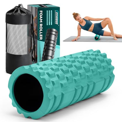 Foam Roller 13" Multi-Density for Deep Tissue & Muscle Recovery | Patented Exercise Roller for Muscle Massage and Myofascial Trigger Point Release Back Roller for Fitness, Yoga and Pilates - color: Aqua