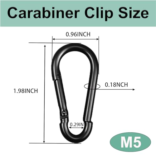 Heavy Duty Spring Snap Hook Carabiners, Galvanized Steel Quick Links, Spring Clips in Black & Silver, Multiple Sizes: 1.6Inch/2Inch/2.4Inch/3Inch/4Inch, for Swing Hammock Camping Keychain Outdoor - size: M5-10PCS, style: Black
