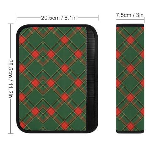 Soft Padded Seat Belt Cover for Girls and Boys, Stroller Pushchair High Chair, 2 Piece Buffalo Plaid Checkered Red Green Shoulder Protector Anti-Slip Pad - color: Pattern 1264