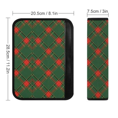 Soft Padded Seat Belt Cover for Girls and Boys, Stroller Pushchair High Chair, 2 Piece Buffalo Plaid Checkered Red Green Shoulder Protector Anti-Slip Pad - color: Pattern 1264